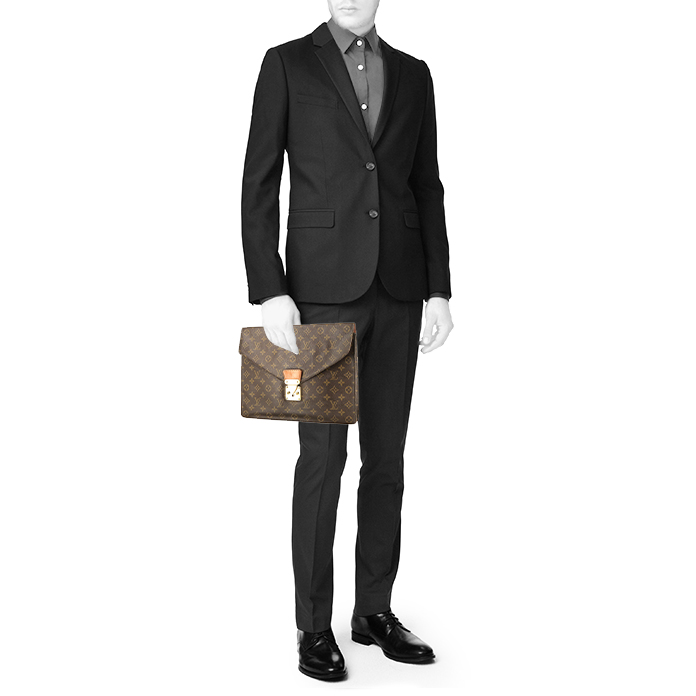 Louis Vuitton   briefcase  monogram canvas  and natural leather - Detail D1