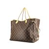 Shopping bag Louis Vuitton  Neverfull modello grande  in tela monogram marrone e pelle naturale - 00pp thumbnail