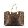 Shopping bag Louis Vuitton  Neverfull modello grande  in tela monogram marrone e pelle naturale - 360 thumbnail