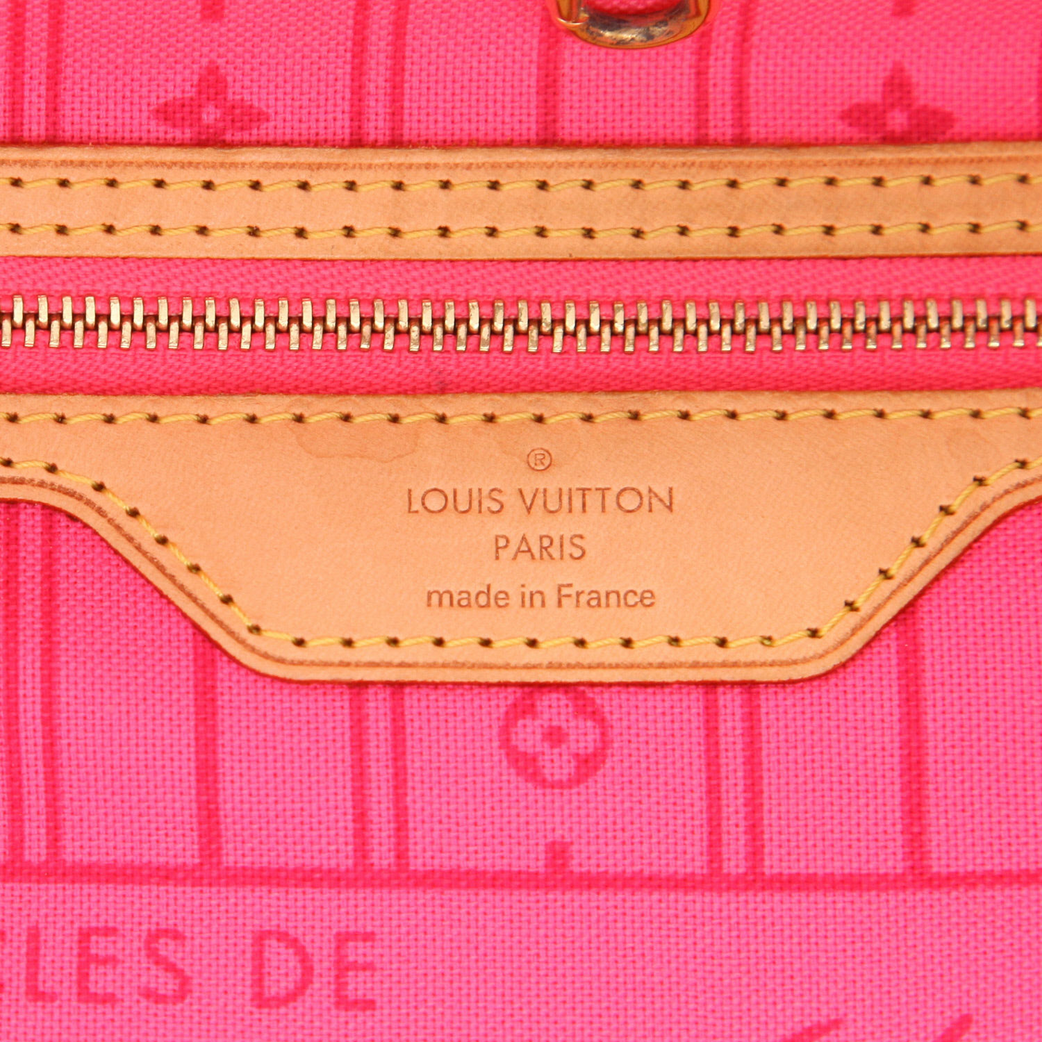 Bolso Cabás Louis Vuitton Neverfull modelo mediano en lona Monogram marrón y cuero natural - Detail D2