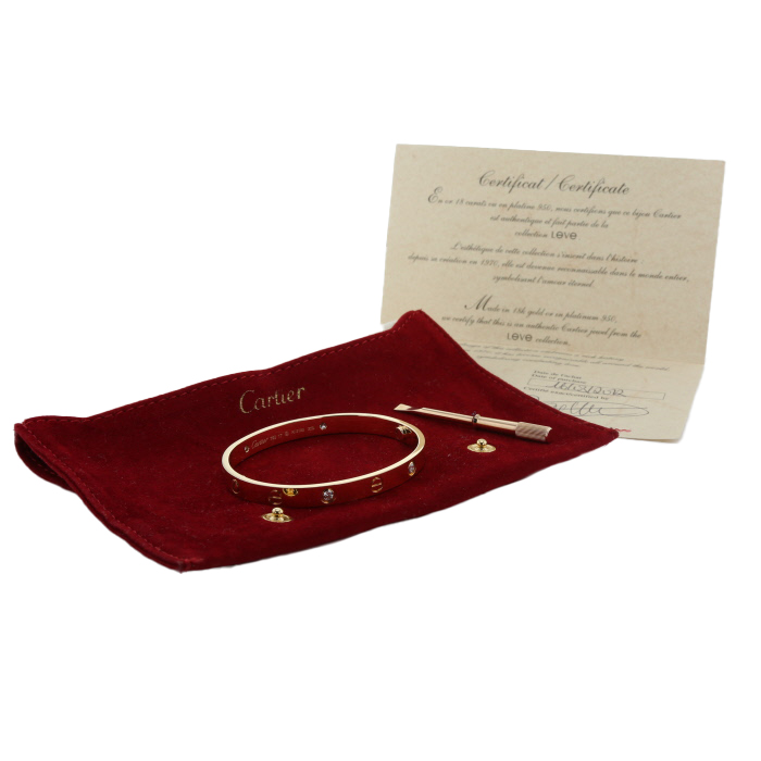 Brazalete Cartier Love 4 diamants de oro rosa y diamantes - Detail D2