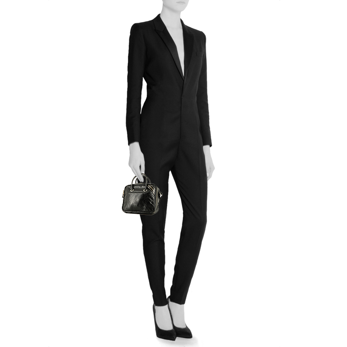 Bolso de mano Balenciaga Blanket Square en cuero negro - Detail D1