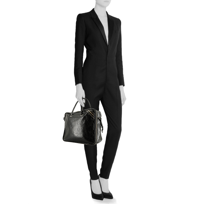 Sac à main Balenciaga  Blanket Square en cuir noir - Detail D1