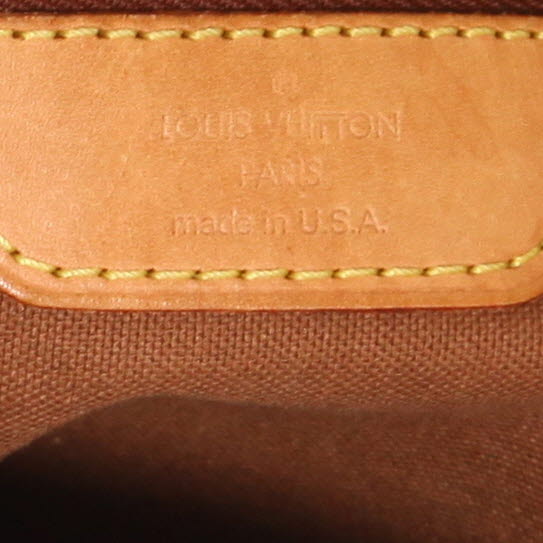 Bolso de mano Louis Vuitton  Batignolles en lona Monogram marrón y cuero natural - Detail D2