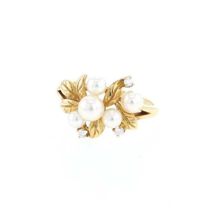 Bague Mikimoto  en or jaune, diamants et perles - 00pp