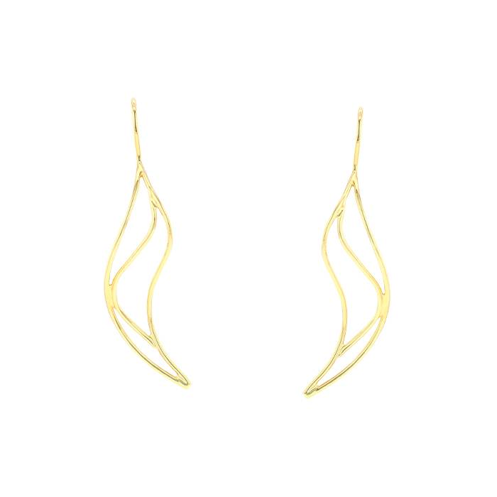 Paire de pendants d'oreilles Tiffany & Co Wave en or jaune - 00pp