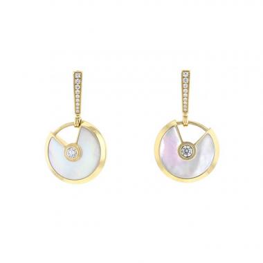 Cartier Amulette earrings in yellow gold, mother of pearl and diamonds