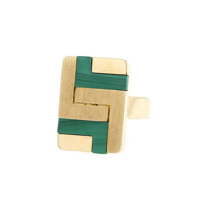 Anello Vintage  in oro giallo e malaquita