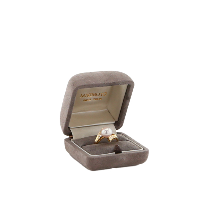 Bague Mikimoto  en or jaune, perle et diamants - Detail D2