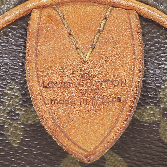 Louis Vuitton  Speedy 35 handbag  monogram canvas  and natural leather - Detail D3