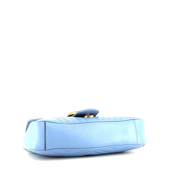 Sac bandoulière Gucci  GG Marmont grand modèle  en cuir matelassé bleu - Detail D5