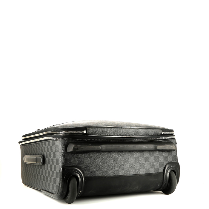Valise Louis Vuitton  Pegase en toile damier gris Graphite et cuir noir - Detail D4