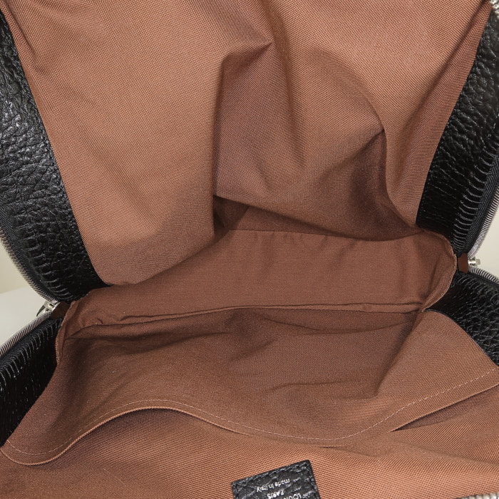 Louis Vuitton   handbag  in brown and black canvas  and black leather - Detail D2