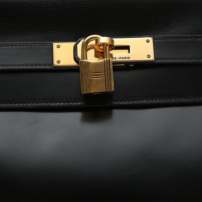 Borsa Hermès  Kelly 32 cm in pelle box nera - Detail D1