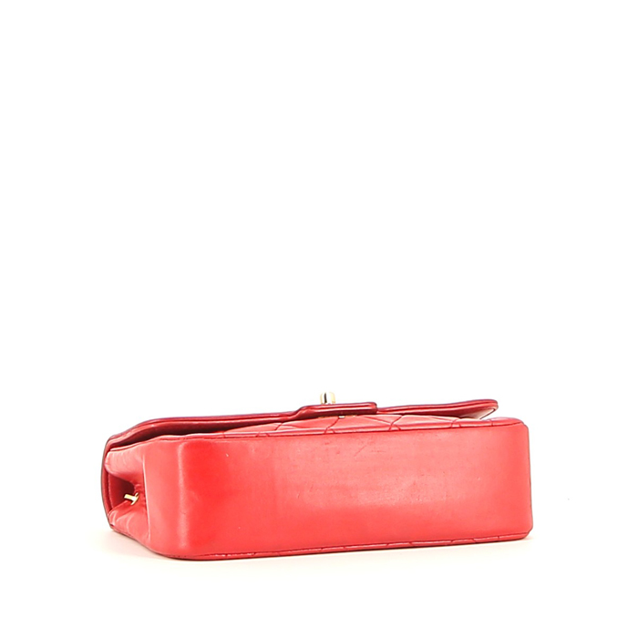 Sac bandoulière Chanel  Vintage en cuir matelassé rouge - Detail D4