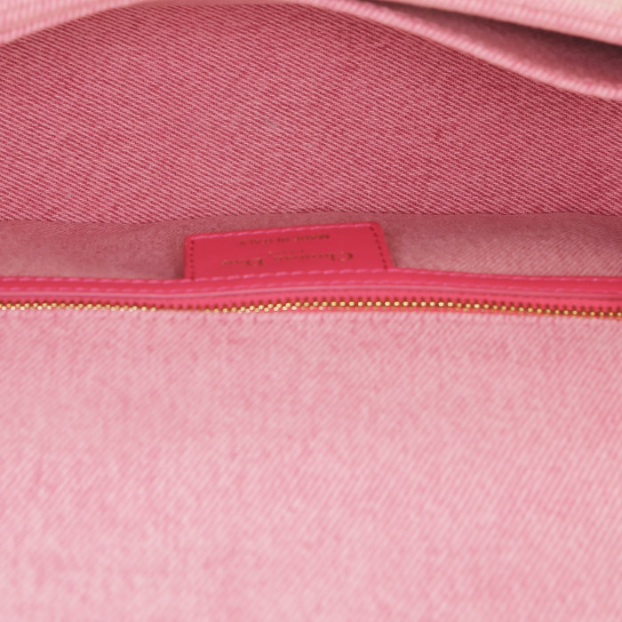Dior Caro shoulder bag in pink denim canvas - Detail D3