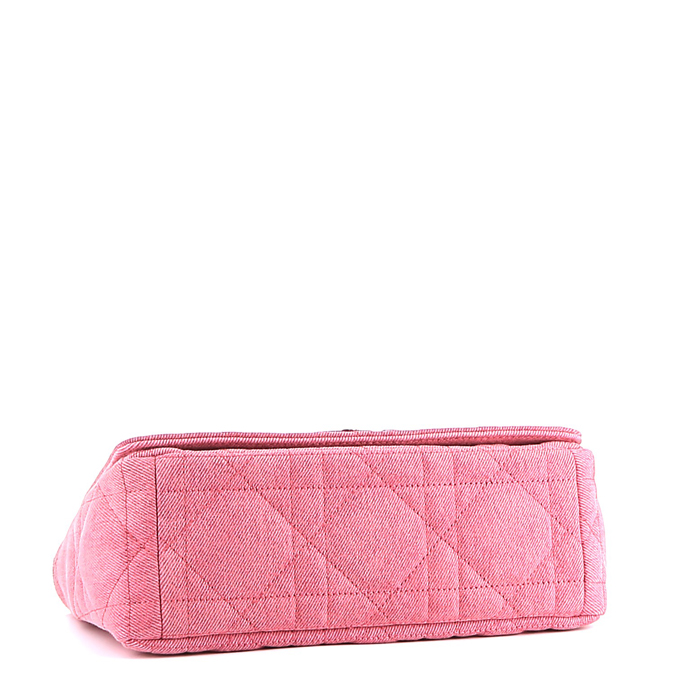 Sac bandoulière Dior  Caro en toile denim rose - Detail D5