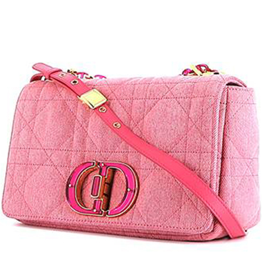 Dior  Caro shoulder bag  in pink denim canvas