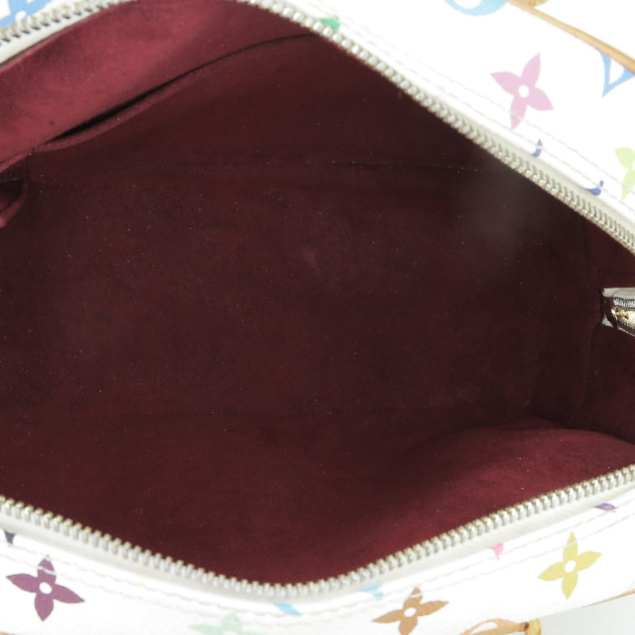 Bolso de mano Louis Vuitton  Trouville en lona Monogram multicolor y blanca y cuero natural - Detail D2