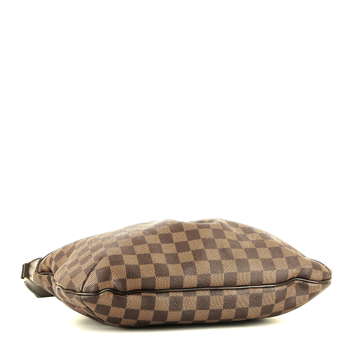 Bolso bandolera Louis Vuitton  Bloomsbury en lona a cuadros revestida ébano y cuero esmaltado marrón - Detail D4