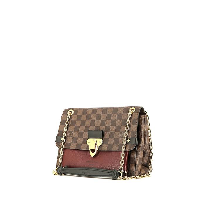 Louis Vuitton  Vavin small model  handbag  in ebene damier canvas  and burgundy leather - 00pp