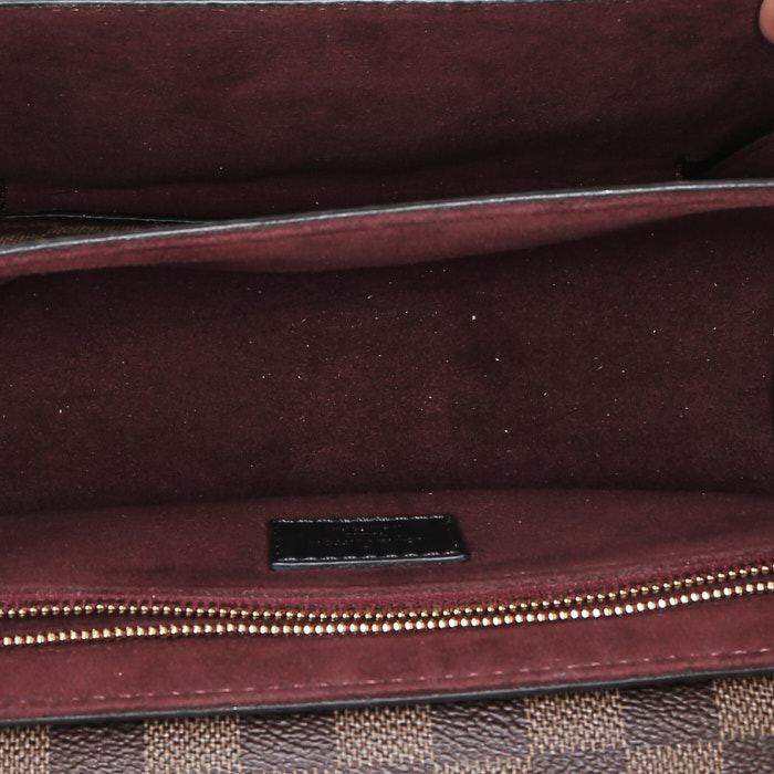 Louis Vuitton  Vavin small model  handbag  in ebene damier canvas  and burgundy leather - Detail D3