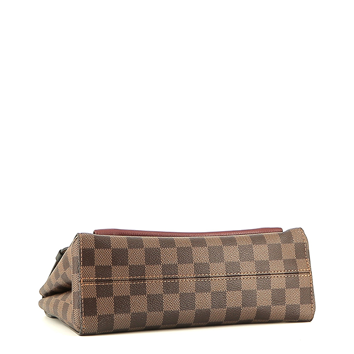 Louis Vuitton  Vavin small model  handbag  in ebene damier canvas  and burgundy leather - Detail D5