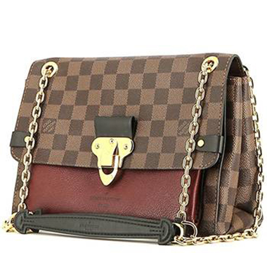 Borsa Louis Vuitton  Vavin modello piccolo  in tela a scacchi ebana e pelle bordeaux
