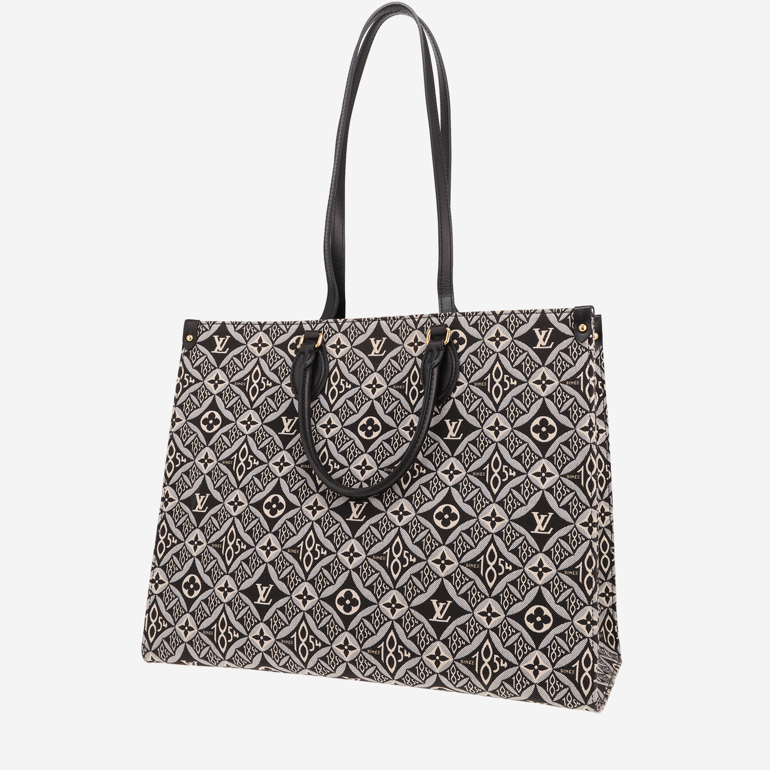 Louis Vuitton Onthego large model shopping bag in black and white two tones canvas