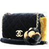 Bolso de mano Chanel   en terciopelo azul marino color mostaza y gris - 00pp thumbnail