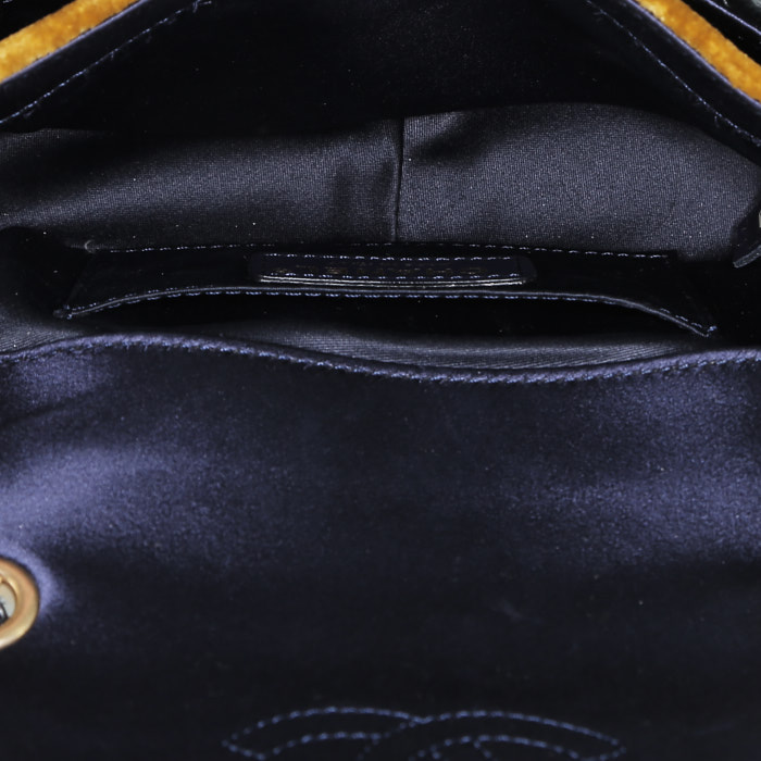 Borsa Chanel   in velluto blu marino giallo senape e grigio - Detail D3