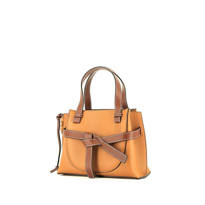 Gate Top Handle Handbag In Gold And Brown Bicolor Leather