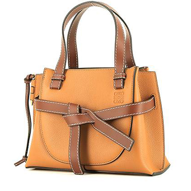 Sac à main Loewe  Gate Top Handle en cuir bicolore gold et marron