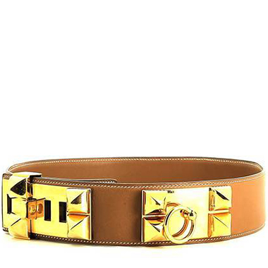 Cinturón Hermès  Médor en cuero swift color oro