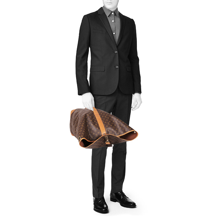 Sac de voyage Louis Vuitton  Marin en toile monogram marron et cuir naturel - Detail D2