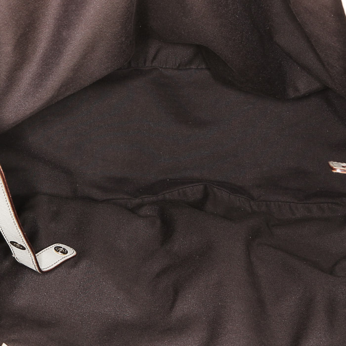 Gucci Vintage shopping bag  in beige logo canvas  and cream color leather - Detail D2