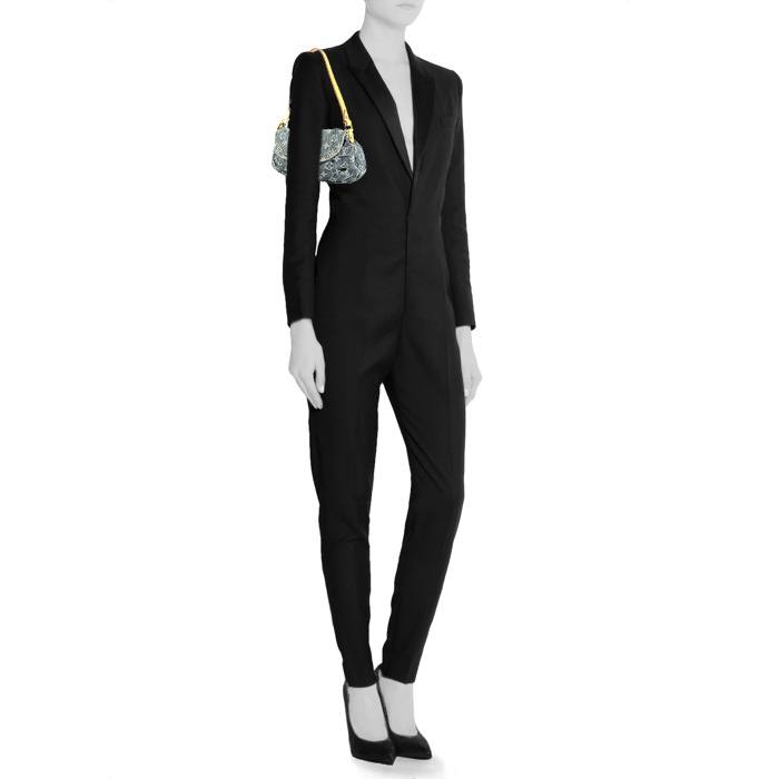 Sac à main Louis Vuitton  Pleaty petit modèle  en toile denim monogrammée bleue et cuir naturel - Detail D1