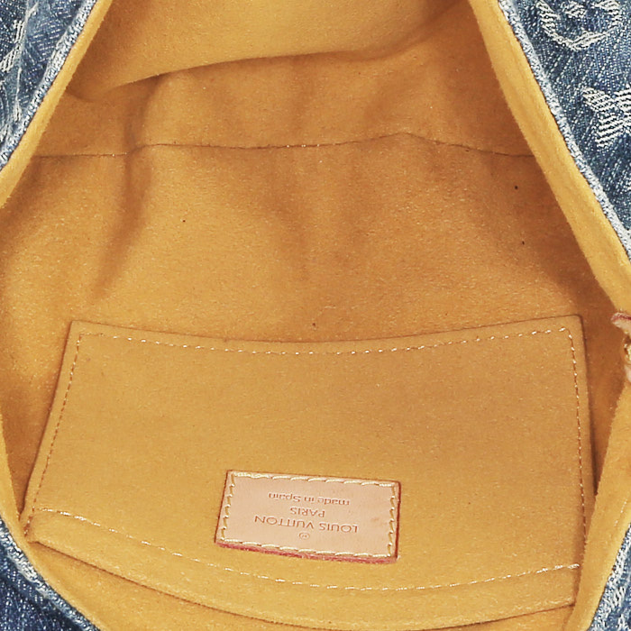 Louis Vuitton  Pleaty small model  handbag  in blue monogram denim canvas  and natural leather - Detail D2