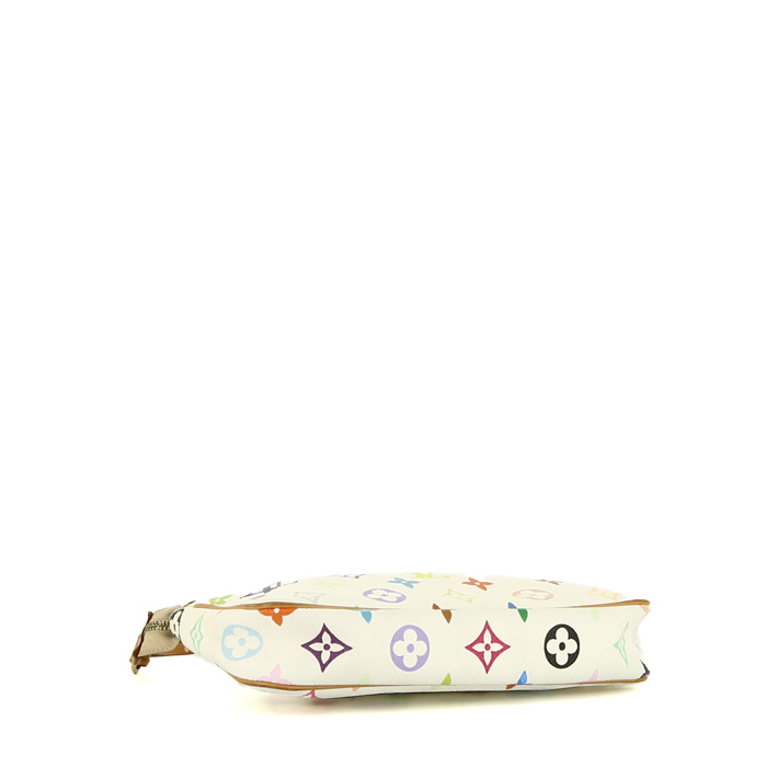 Louis Vuitton  Editions Limitées pouch  in multicolor and white monogram canvas  and natural leather - Detail D4