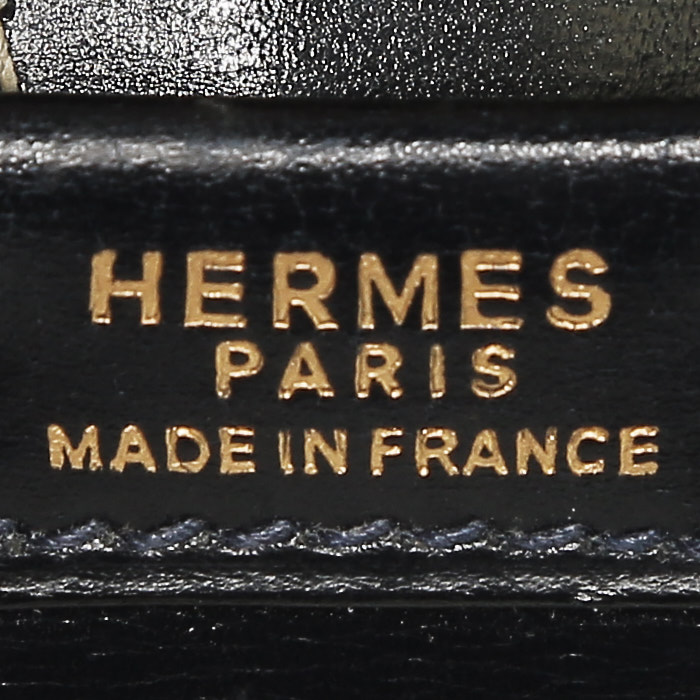 Hermès  Jige pouch  in blue box leather - Detail D3
