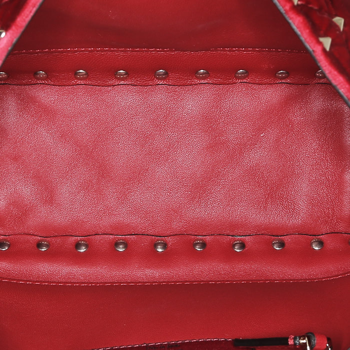 Borsa a tracolla Valentino Garavani  Rockstud Spike in velluto trapuntato rosso - Detail D3