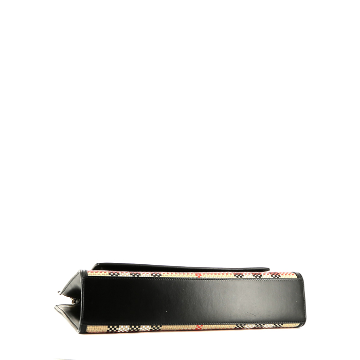 Burberry  Pocket bag  in beige, black and red braided canvas  and black leather - Detail D5