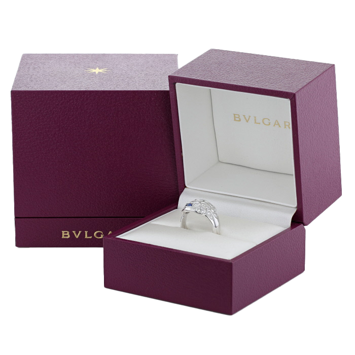Anello Bulgari Serpenti in oro bianco, diamanti e zaffiri - Detail D2