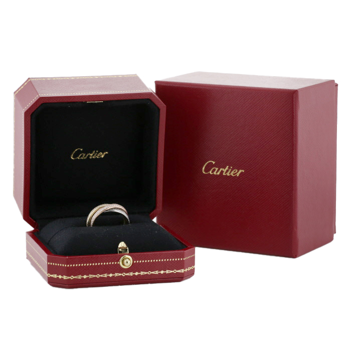 Cartier Trinity small model ring in 3 golds and diamonds - Detail D2