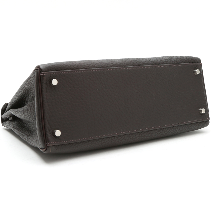 Sac à main Hermès  Kelly 32 cm en cuir Fjord marron - Detail D5