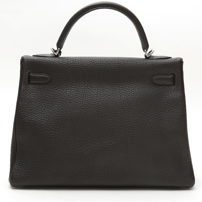 Borsa Hermès  Kelly 32 cm in pelle Fjord marrone - Detail D8