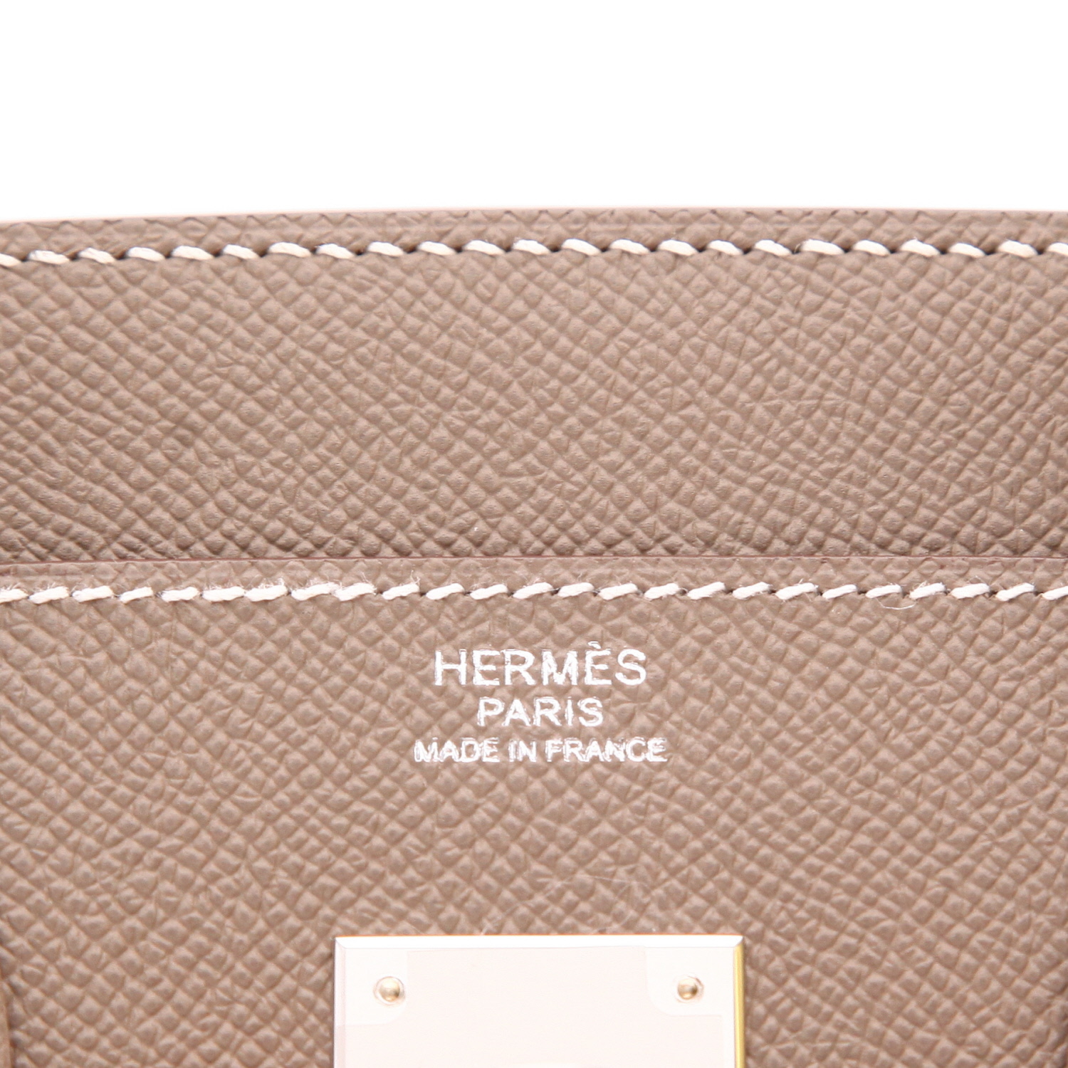 Bolso de mano Hermès  Birkin 30 cm en cuero epsom marrón etoupe - Detail D2