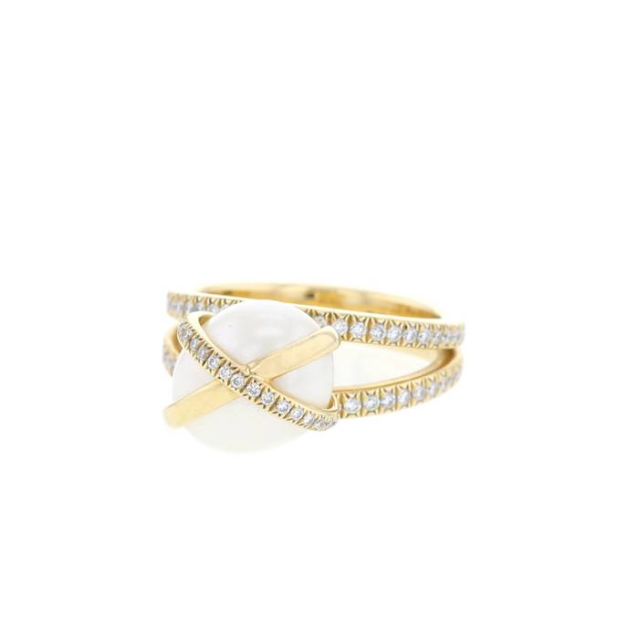 Fred Baie des Anges ring in yellow gold, cultured pearl and diamonds - 00pp