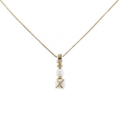 Collar Fred Baie des Anges de oro amarillo, perlas y diamantes