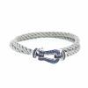 Fred Force 10 large model bracelet in white gold and sapphires - 360 thumbnail